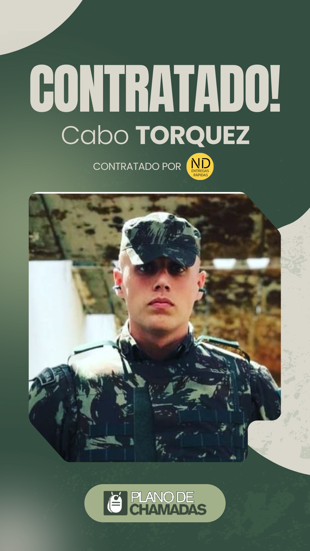 Card de resultado de contratação do Cabo Torquez