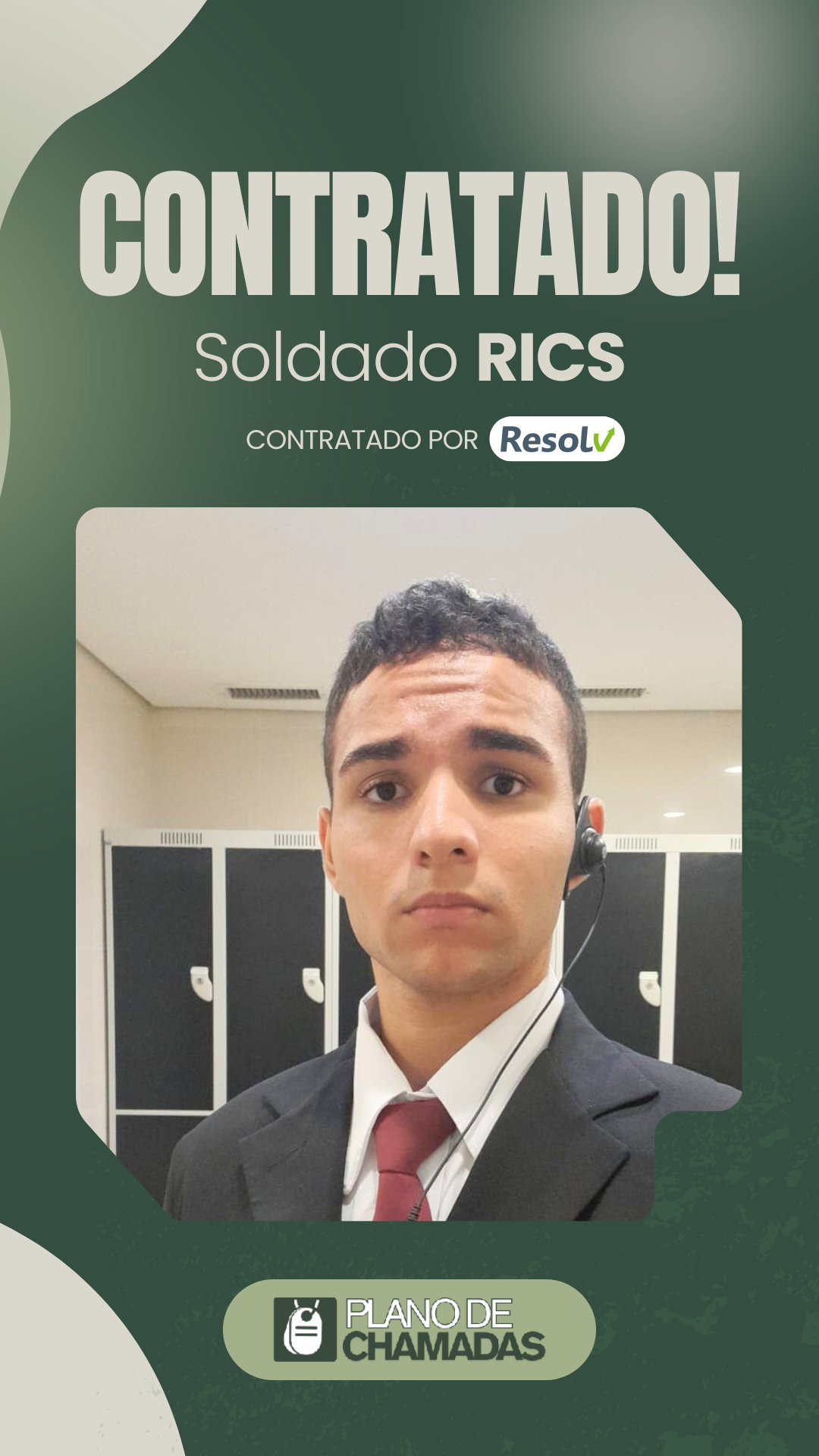 Card de resultado de contratação do Soldado Rics