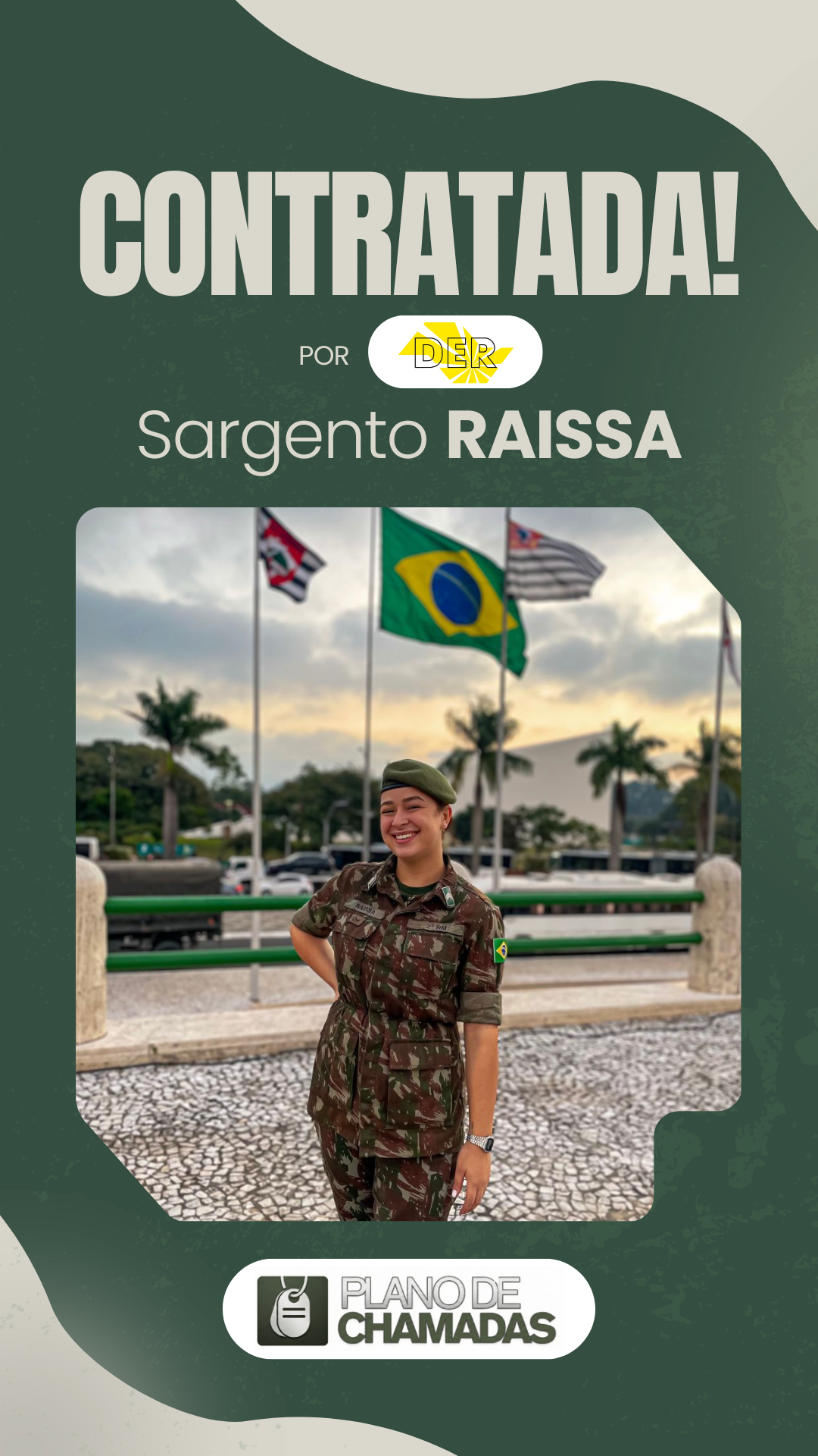 Card de resultado de contratação da Sargento Raissa