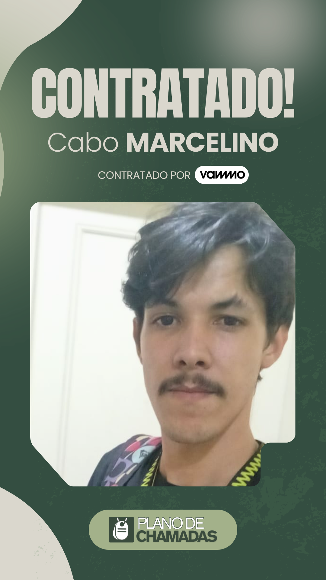 Card de resultado de contratação do Cabo Marcelino