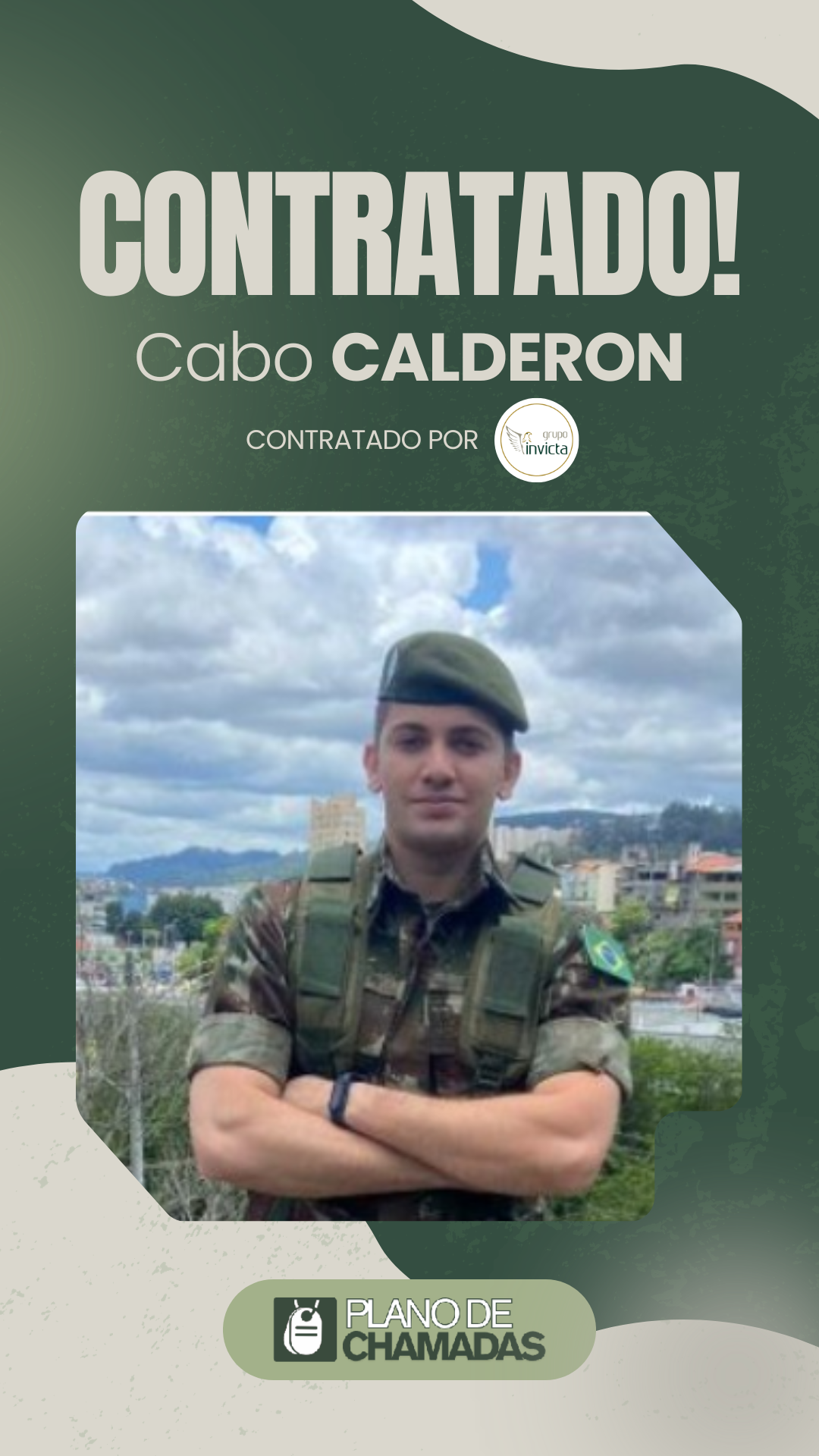 Card de resultado de contratação do Cabo Calderon