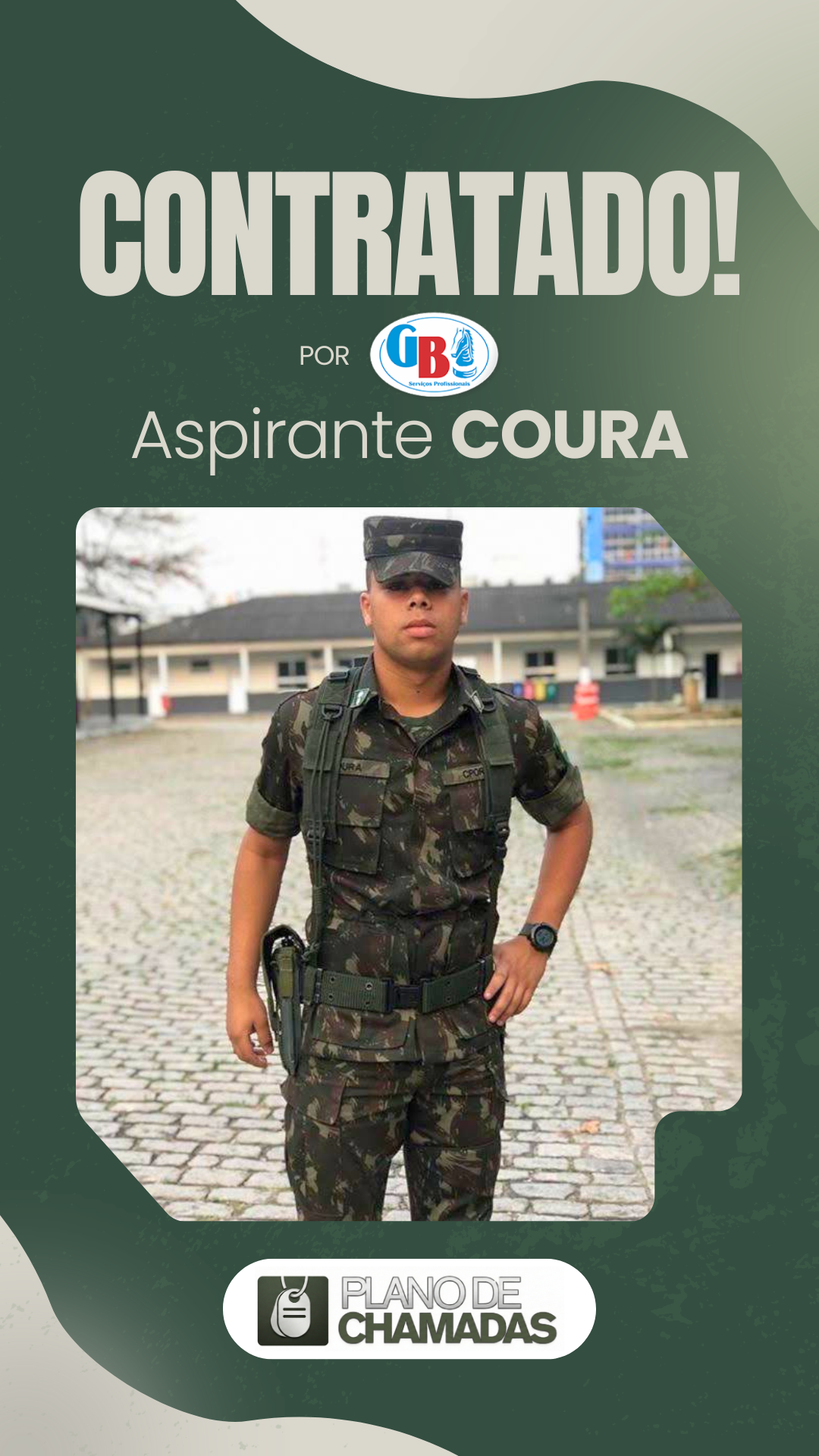 Card de resultado de contratação do Aspirante Coura
