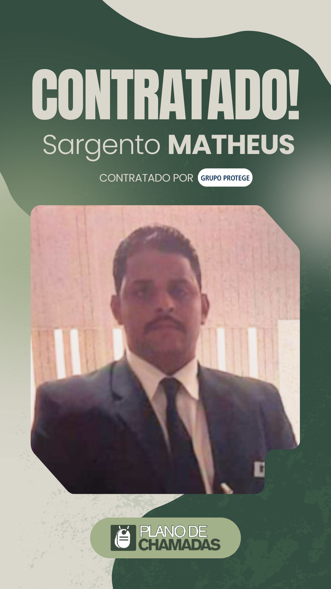 Card de resultado de contratação do Sargento Matheus
