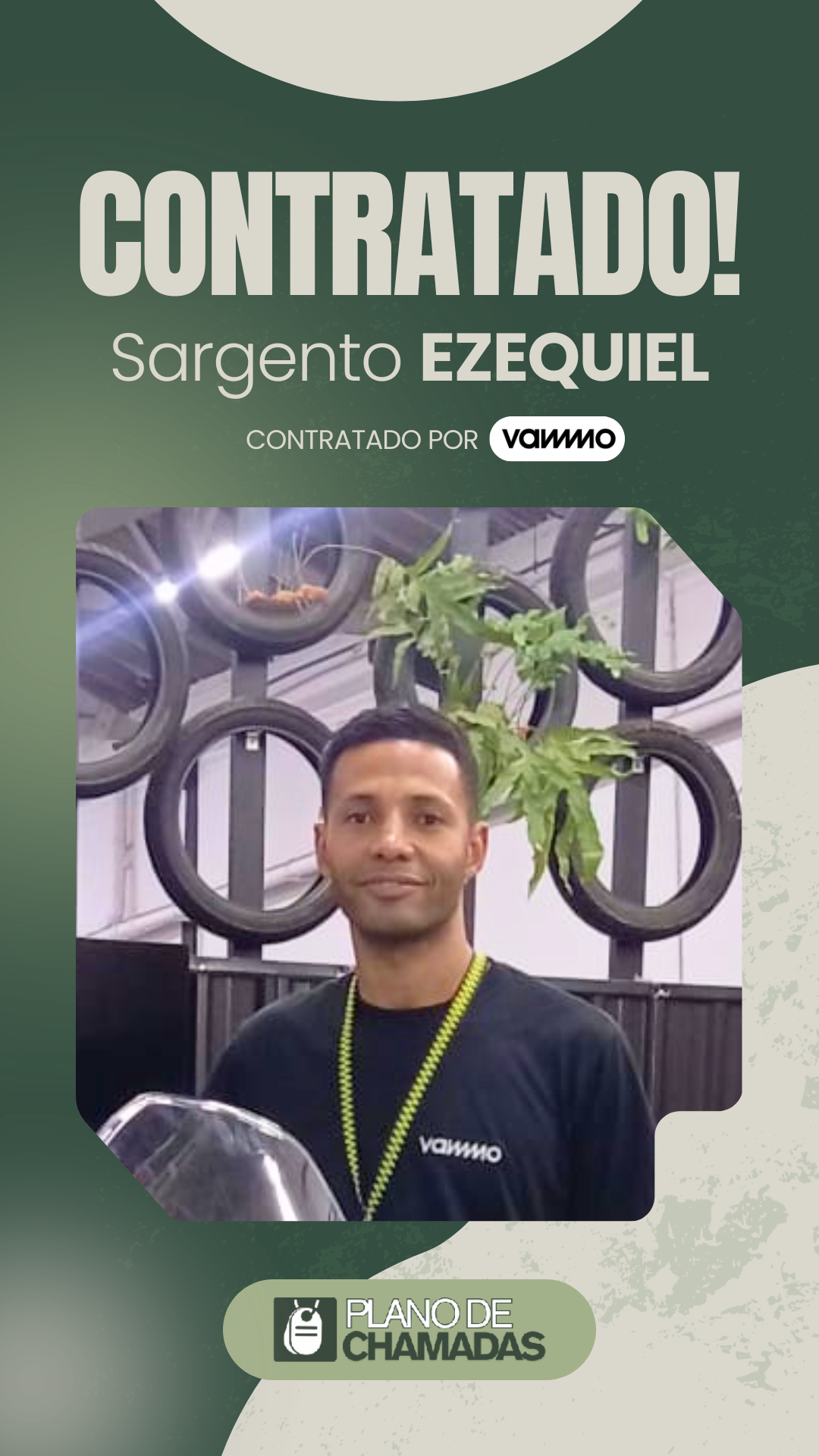Card de resultado de contratação do Sargento Ezequiel