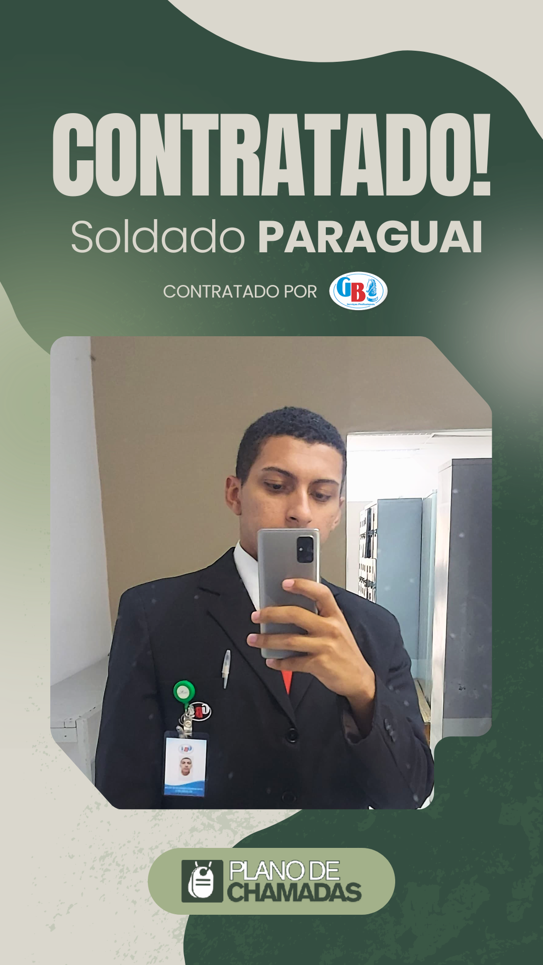 Card de resultado de contratação do Soldado Paraguai