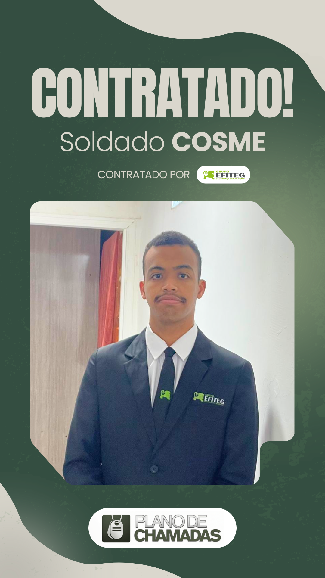 Card de resultado de contratação do Soldado Cosme