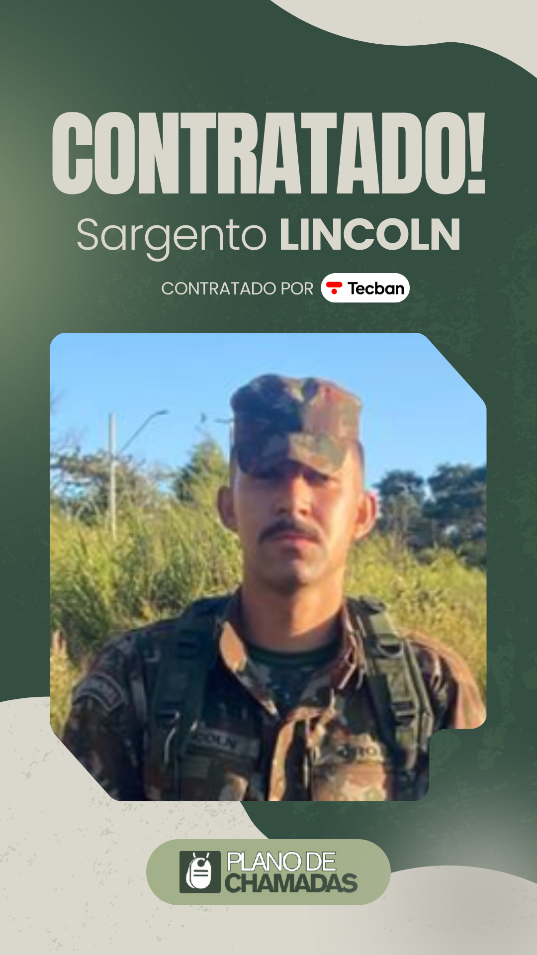 Card de resultado de contratação do Sargento Lincoln