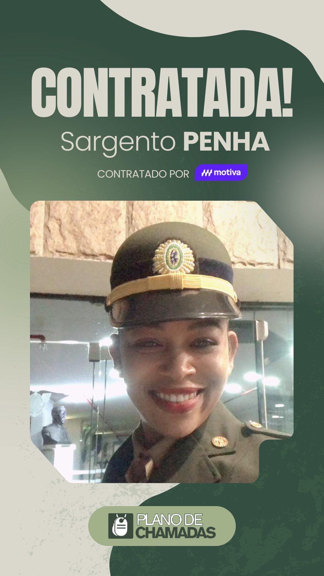 Card de resultado de contratação da Sargento Penha