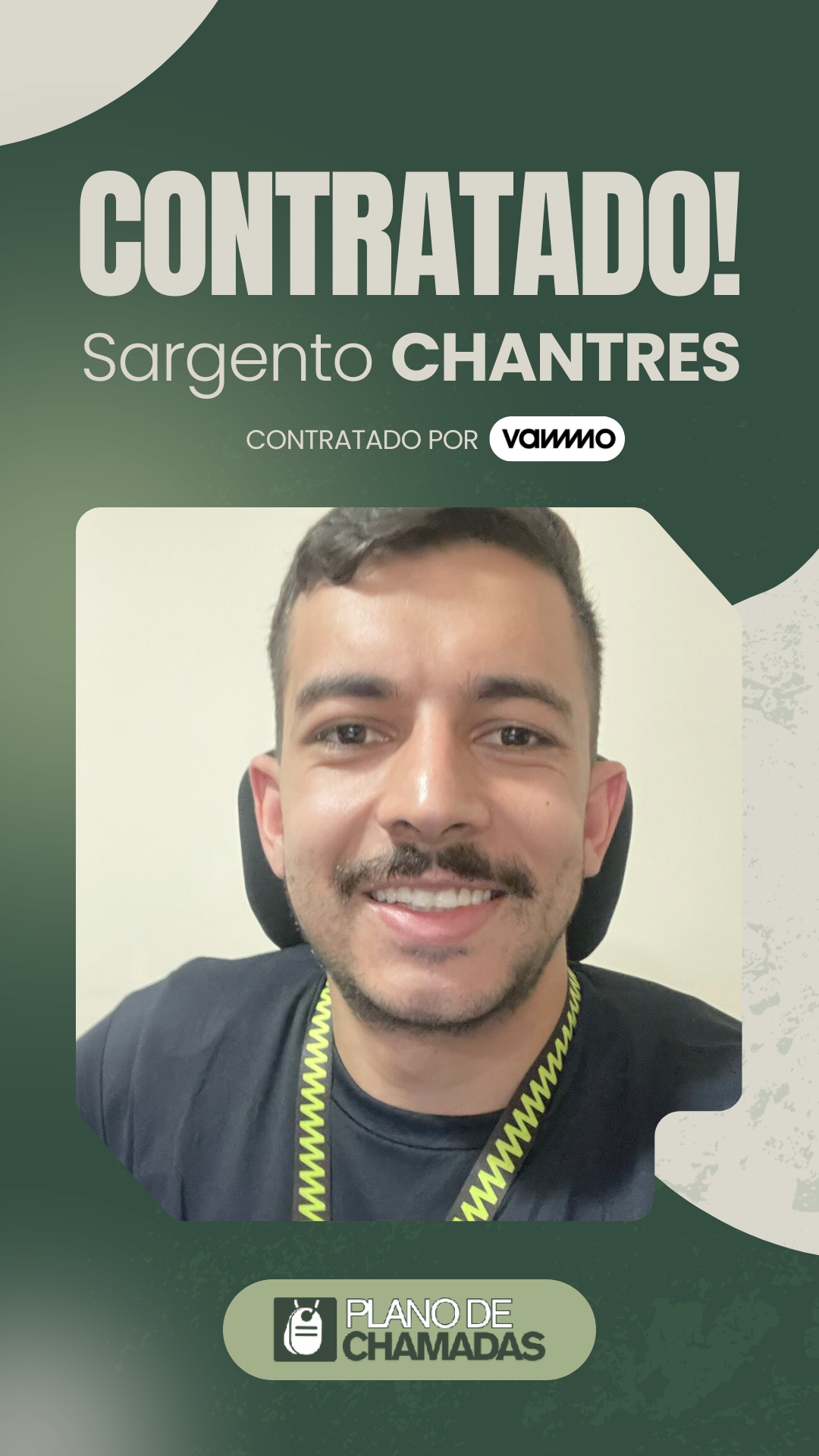 Card de resultado de contratação do Sargento Chantres