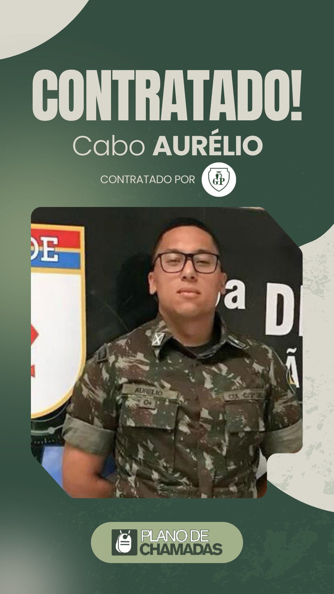 Card de resultado de contratação do Cabo Aurélio