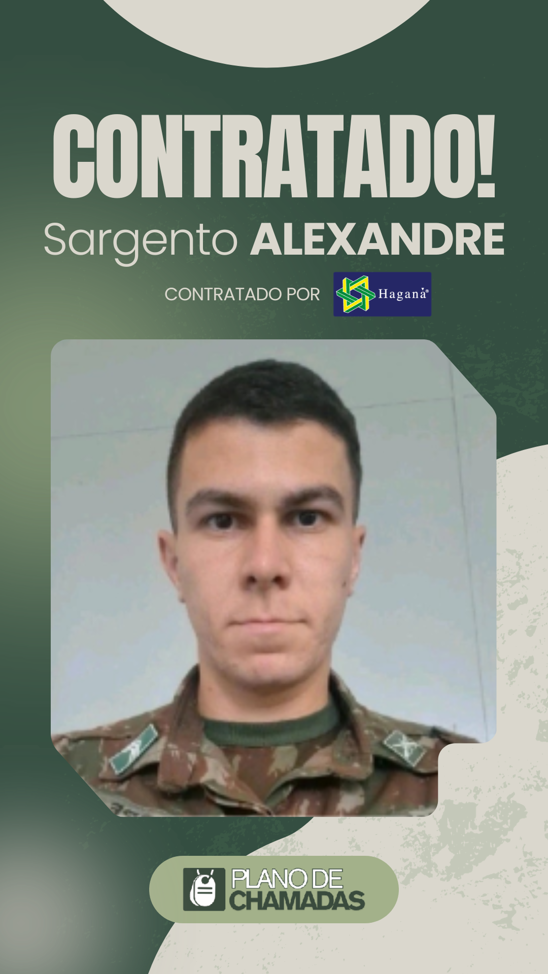 Card de resultado de contratação do Sargento Alexandre
