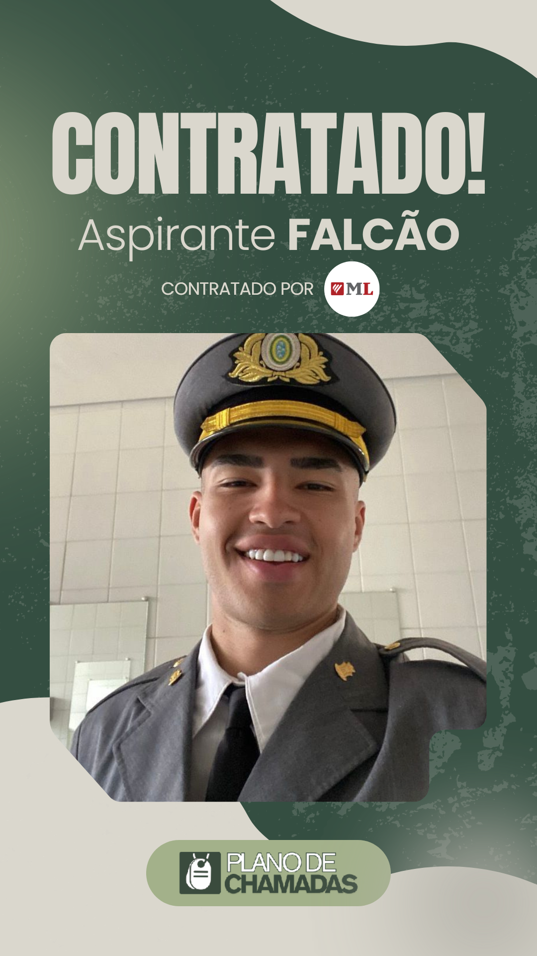 Card de resultado de contratação do Aspirante Falcão