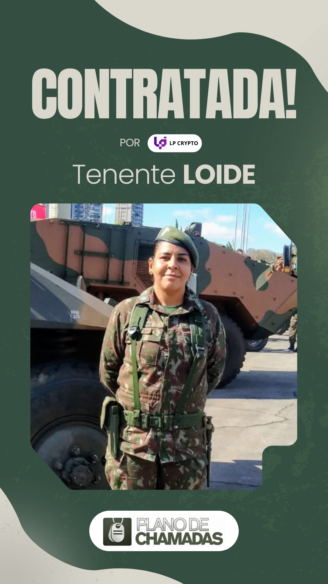 Card de resultado de contratação da Tenente Loide